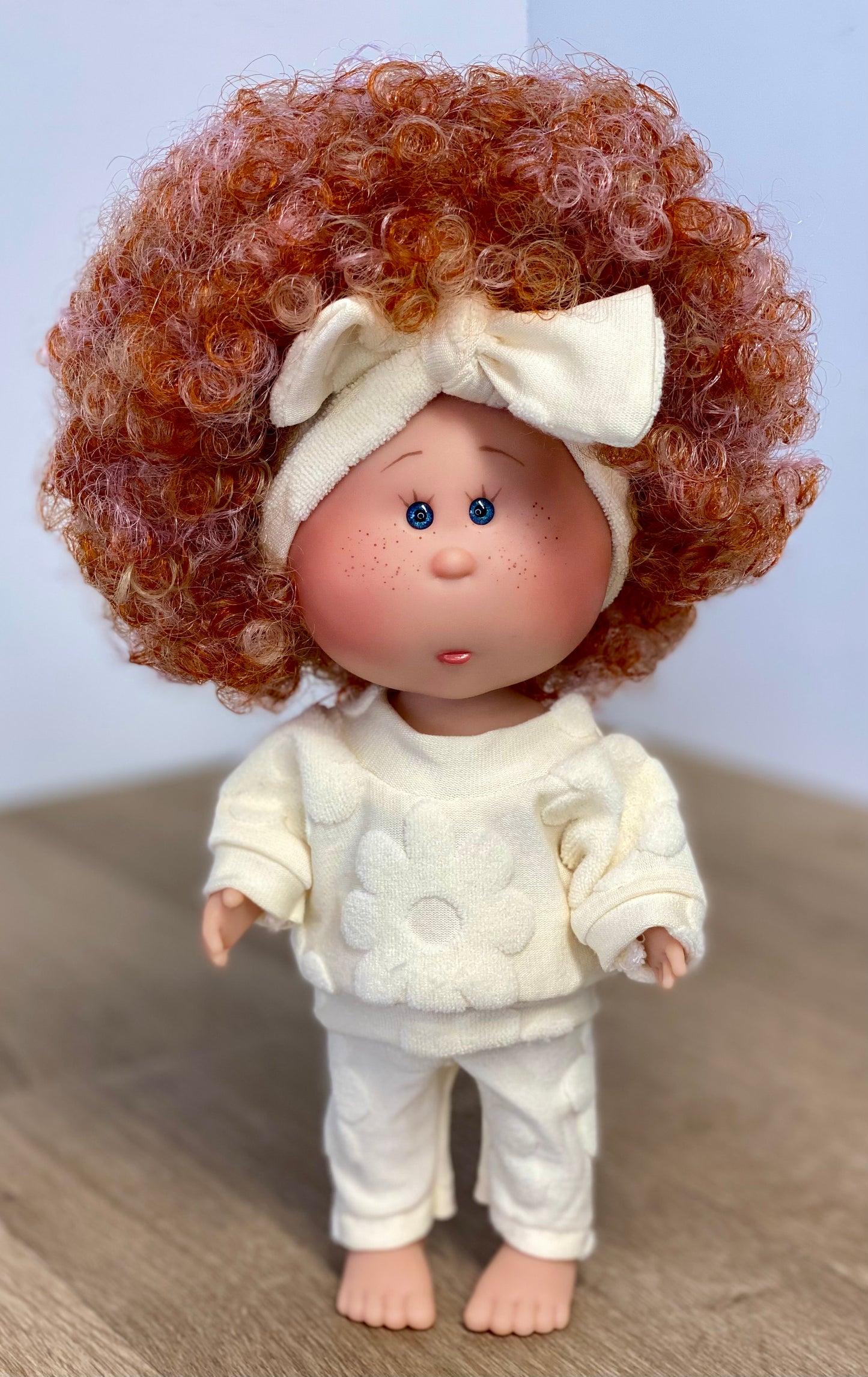 Mia Cream Terry Lounge Set And Tie On Headband