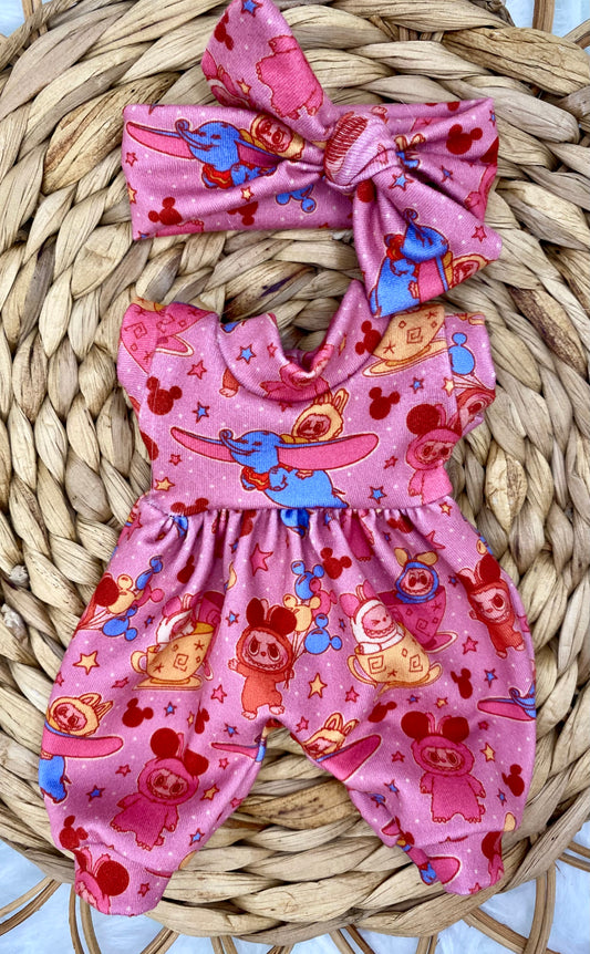 Mia Labubu Tank Sleeve Bubble Romper And Tie On Headband