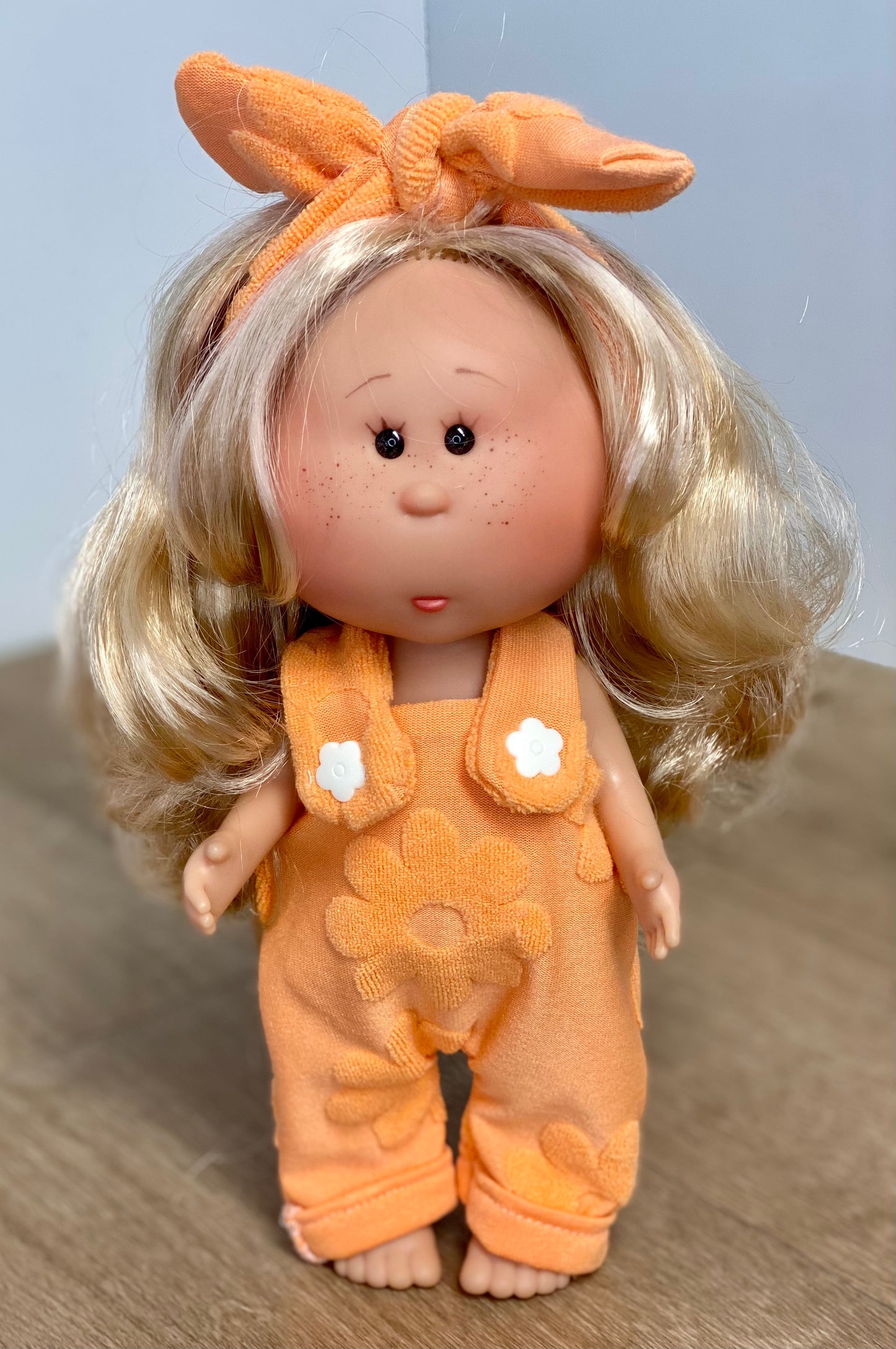 Mia Orange Terry Overalls and Tie On Headband