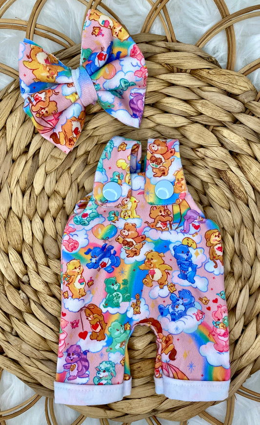 Mia Bear Cousins Overalls and 3” Bow Clip