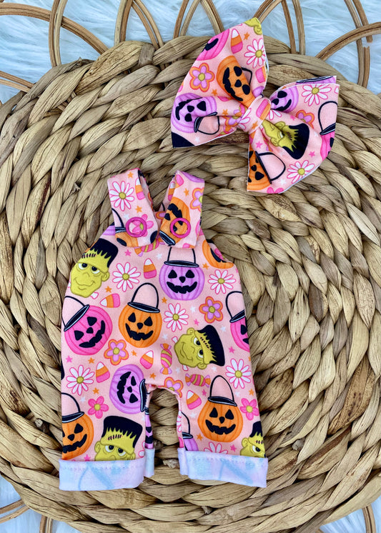 Mia Halloween Overalls and 3” Bow Clip