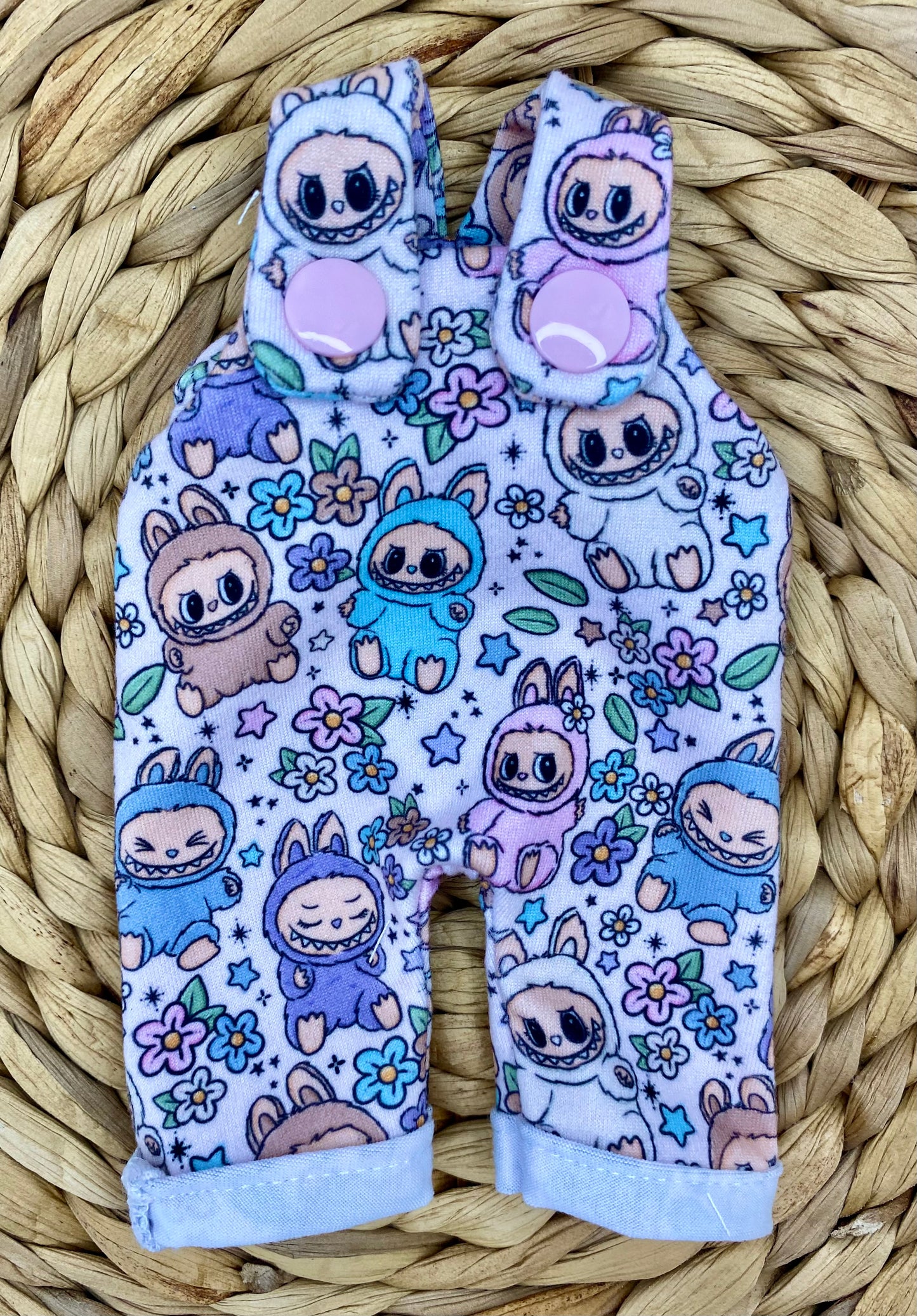 Mia Labubu Flowers Overalls and Tie On Headband