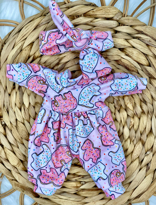 Mia Animal Cookies Long Sleeve Bubble Romper and Tie On Headband
