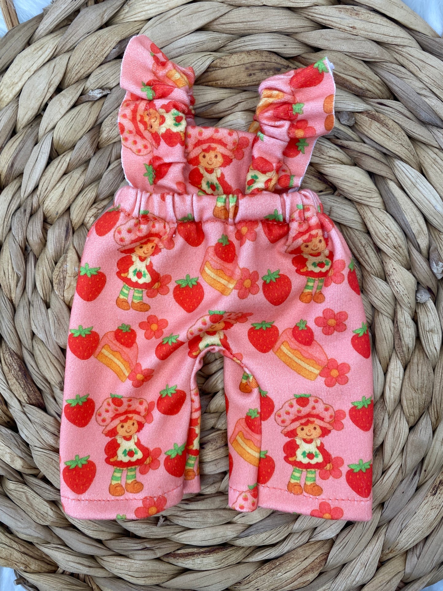 Mia SS Strawberries and Shortcakes Ruffle Strap Romper and Tie on Headband