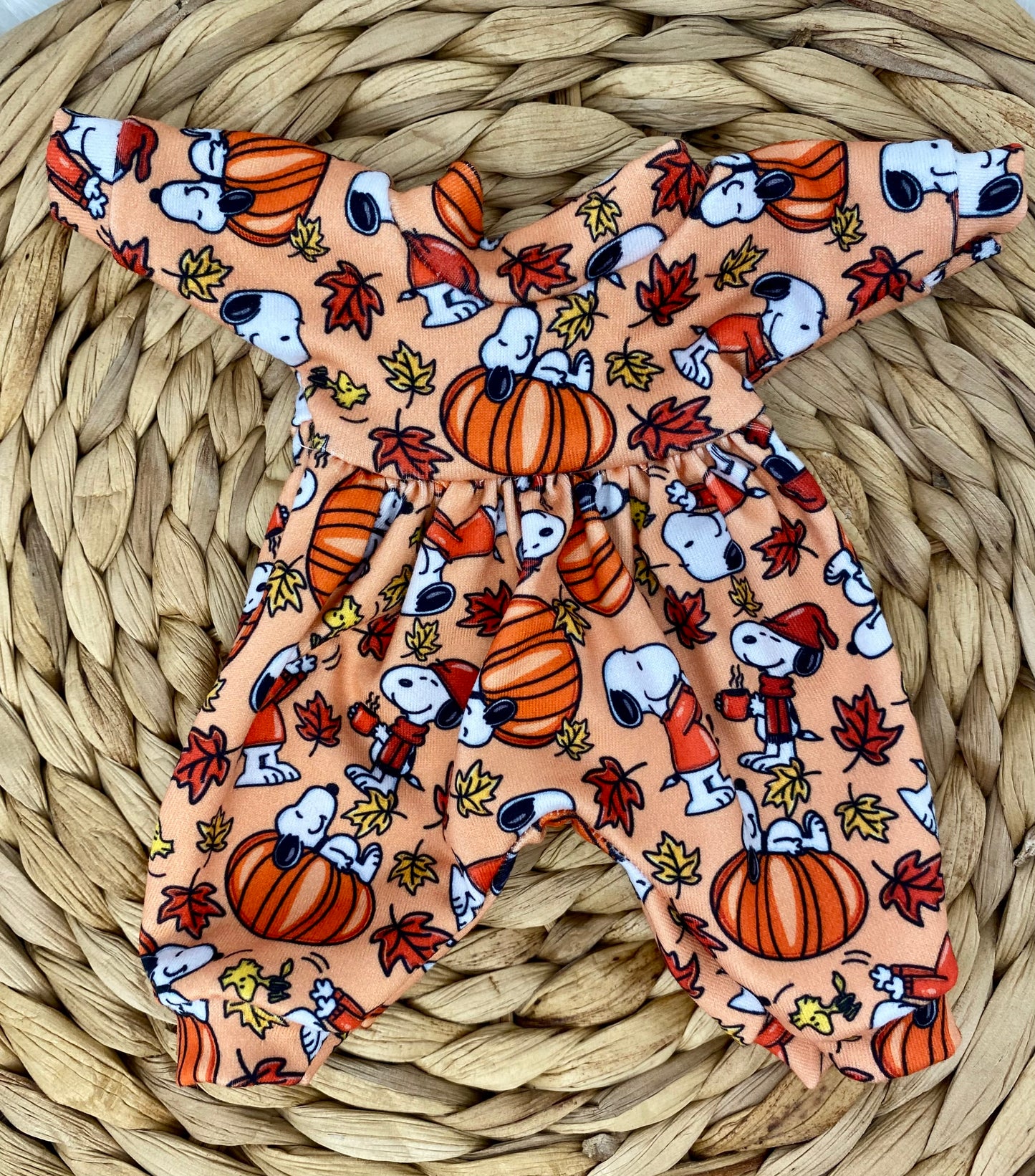 Mia Fall Beagle Long Sleeve Bubble Romper and Tie On Headband