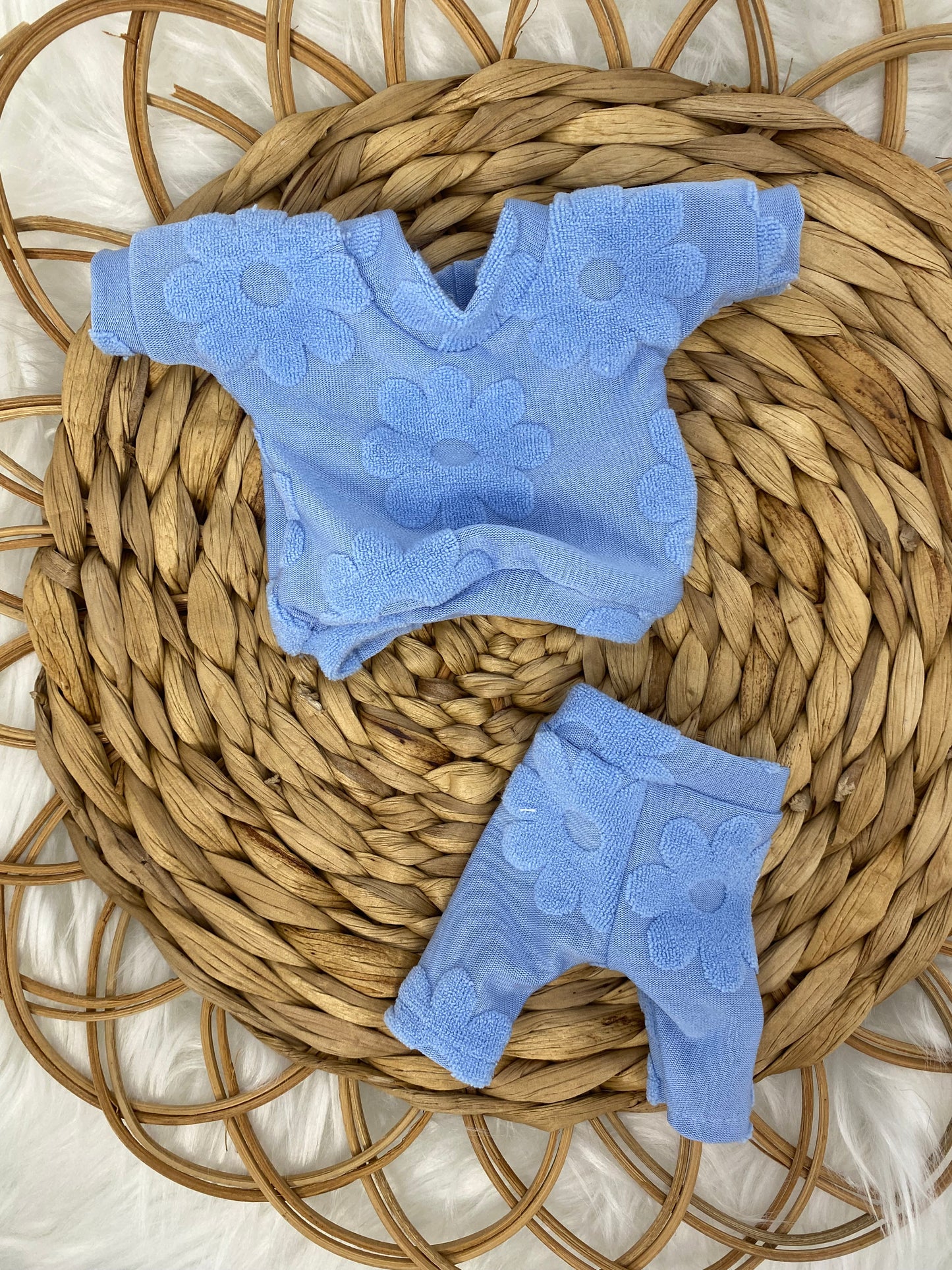 Mia Blue Terry Retro Flower T-Shirt Dress Leggings and Tie On Headband