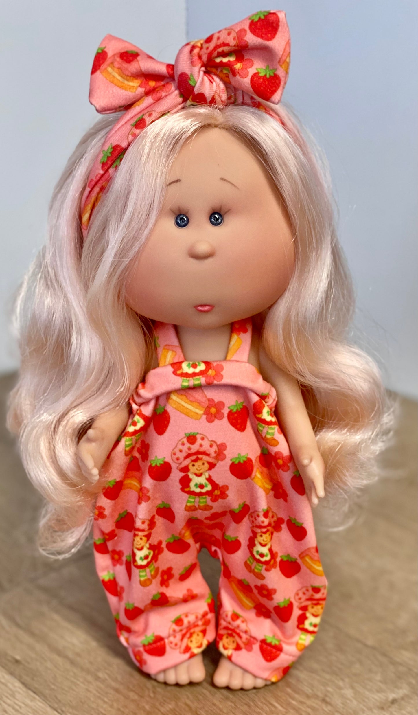 Mia SS Strawberries and Shortcakes Halter Romper And Tie On Headband