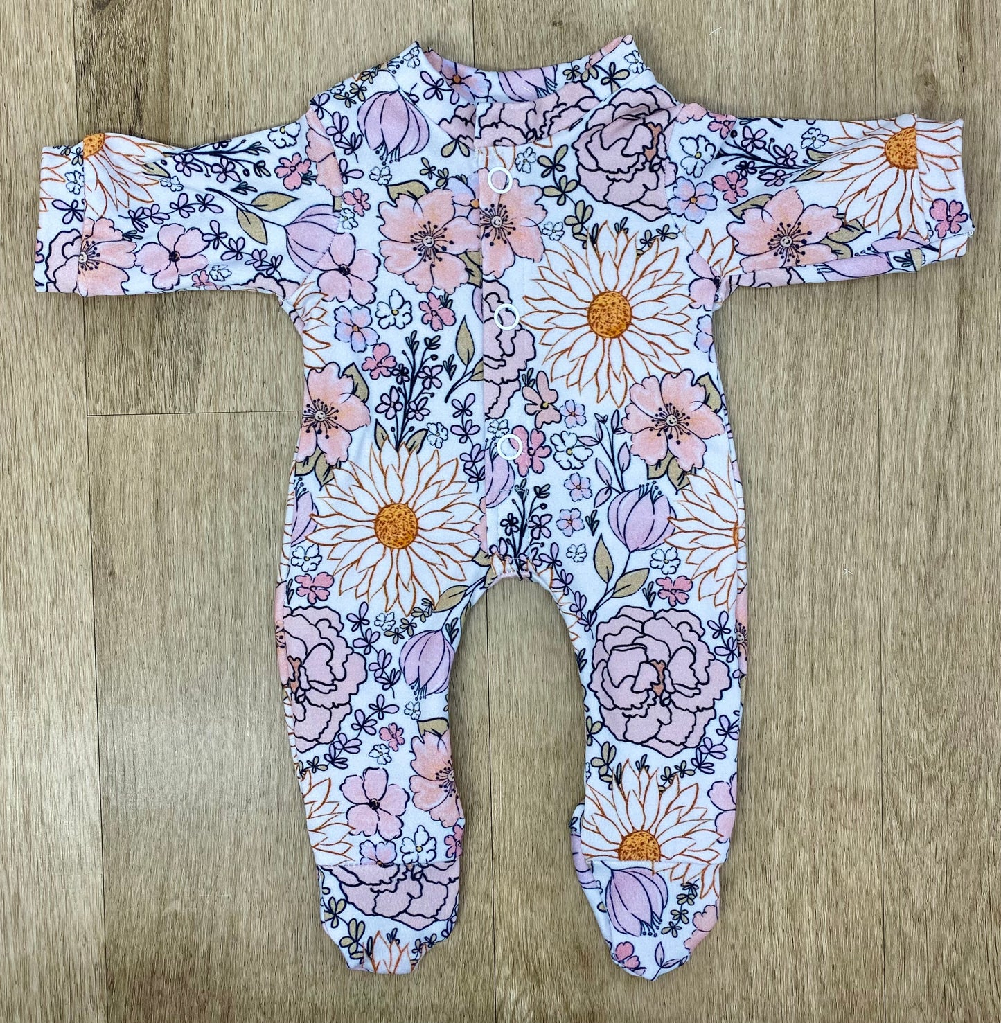 15” Alex Star Floral Footed Pajamas