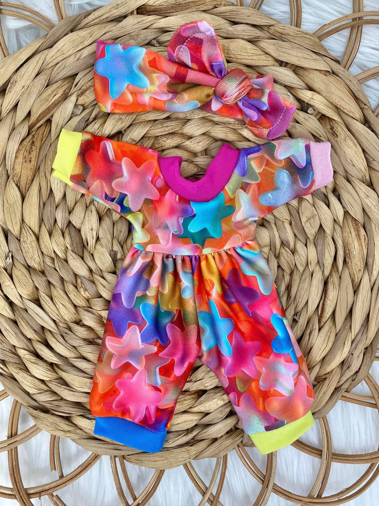 Mia 3D Stars Long Sleeve Bubble Romper and Tie On Headband