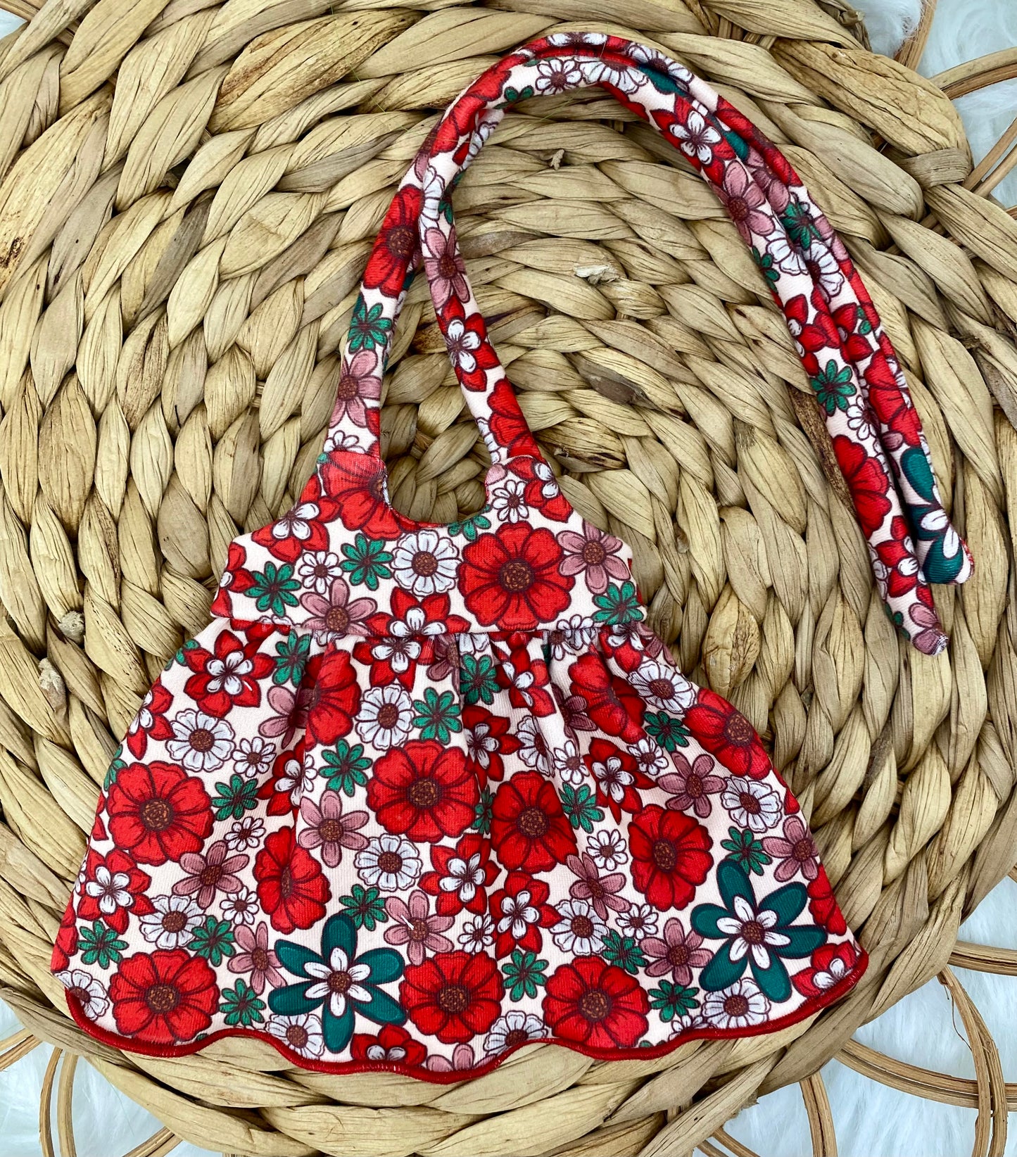 Mia Christmas Floral Tie Tank Dress and 2” Bow Clip