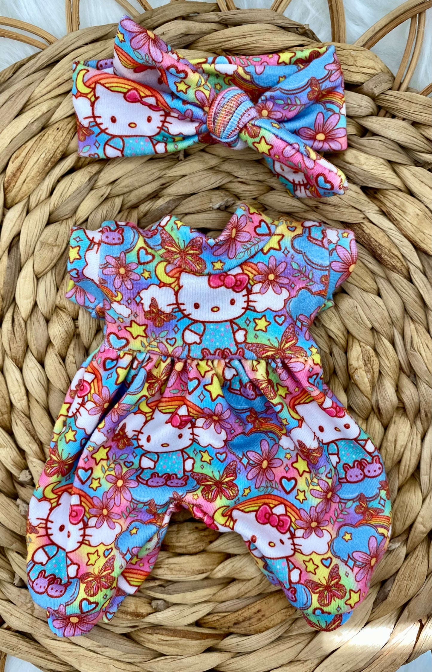 Mia Kitty Slippers Tank Sleeve Bubble Romper And Tie On Headband