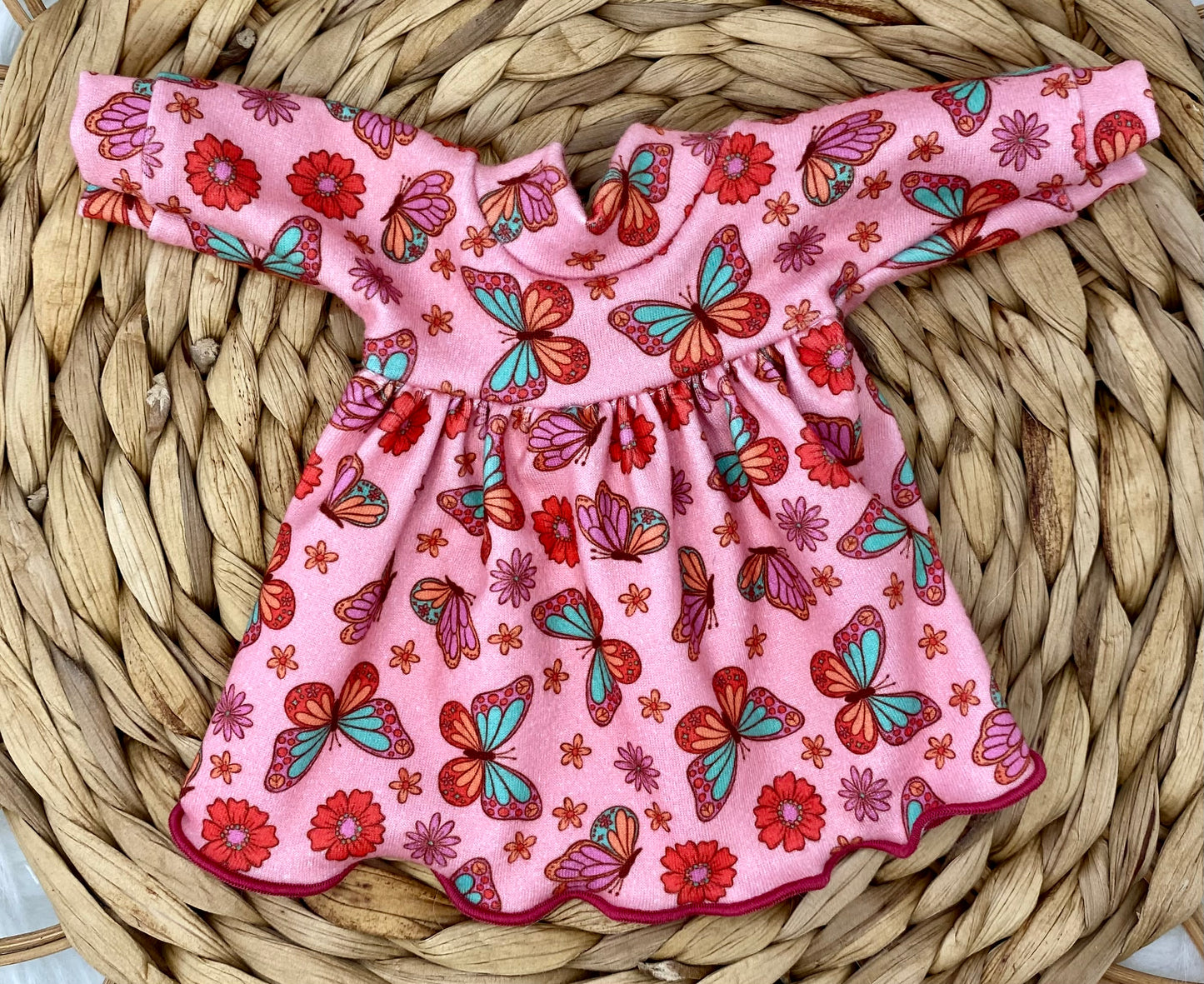 Mia Retro Butterflies Long Sleeve Bubble Dress and Tie On Headband