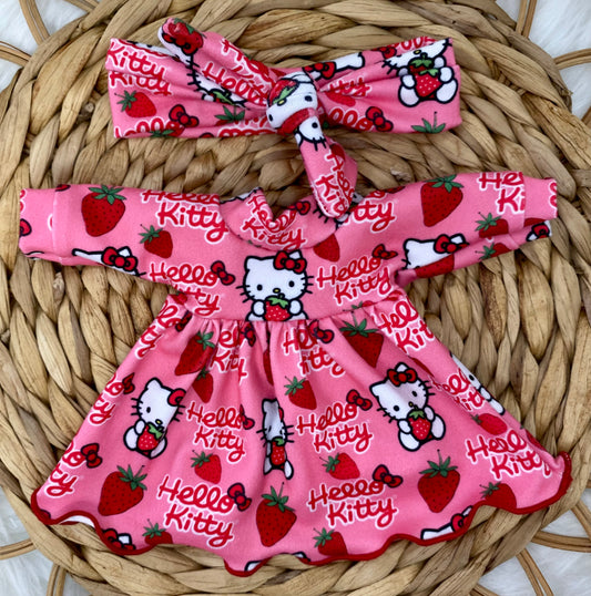 Mia Kitty’s Hugging Strawberries Long Sleeve Bubble Dress and Tie On Headband