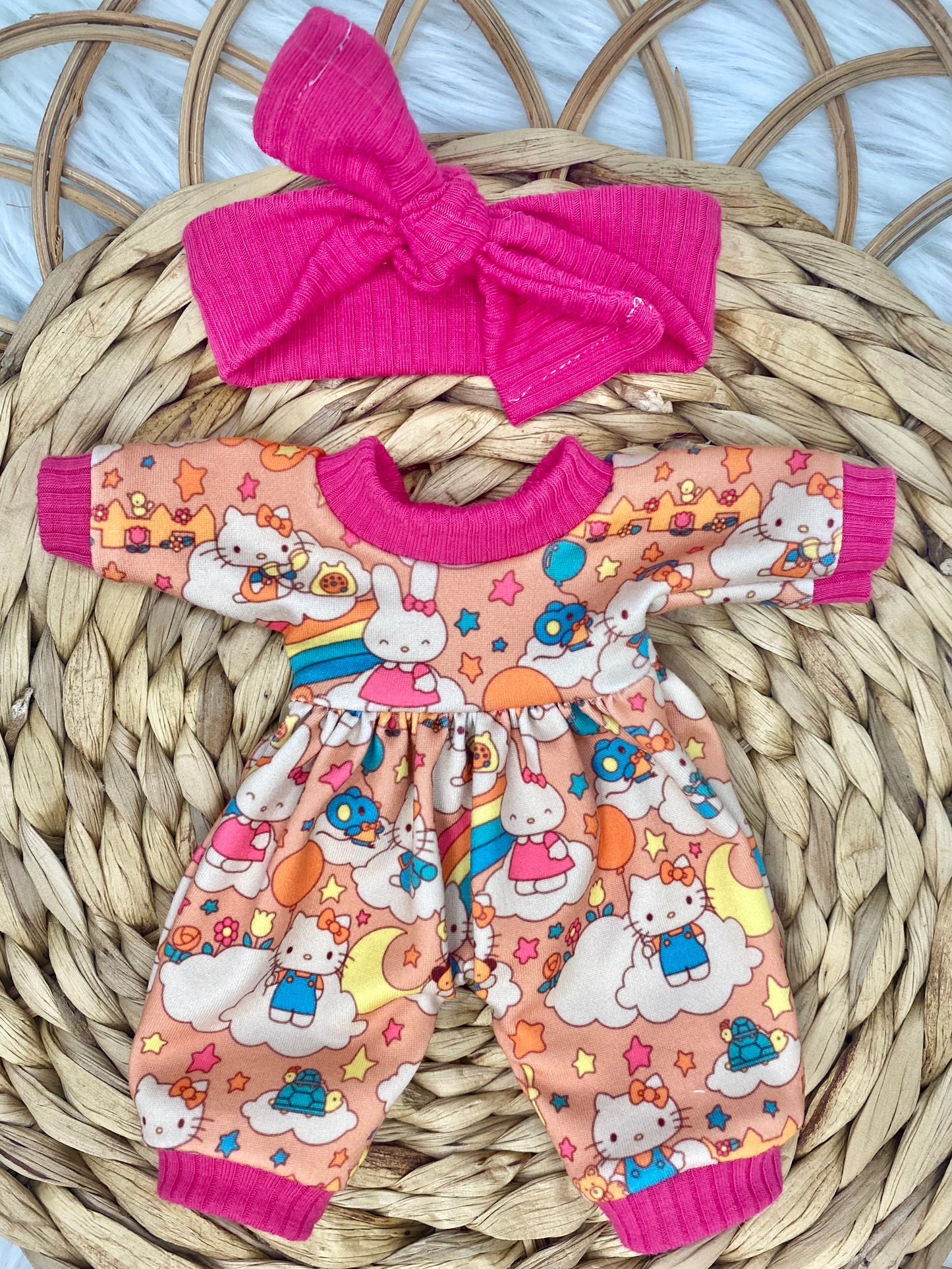 Mia Vintage Kitty Long Sleeve Bubble Romper and Tie On Headband