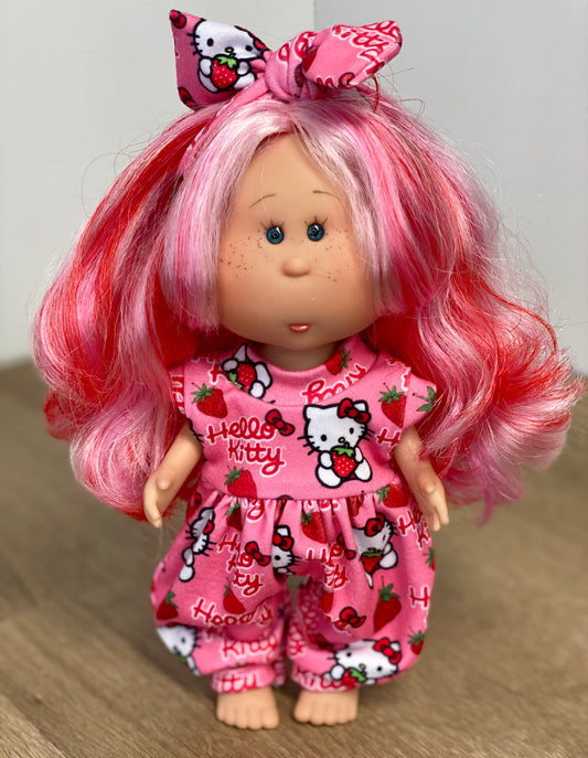 Mia Strawberry Kitty Tank Sleeve Bubble Romper And Tie On Headband