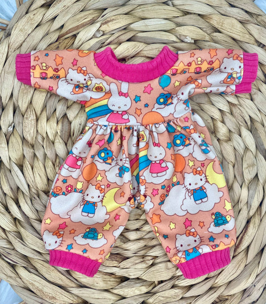 Mia Orange Vintage Kitty Long Sleeve Bubble Romper