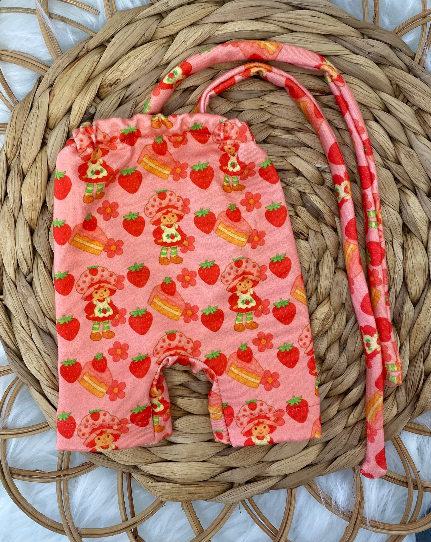 Mia SS Strawberries and Shortcakes Halter Romper And Tie On Headband