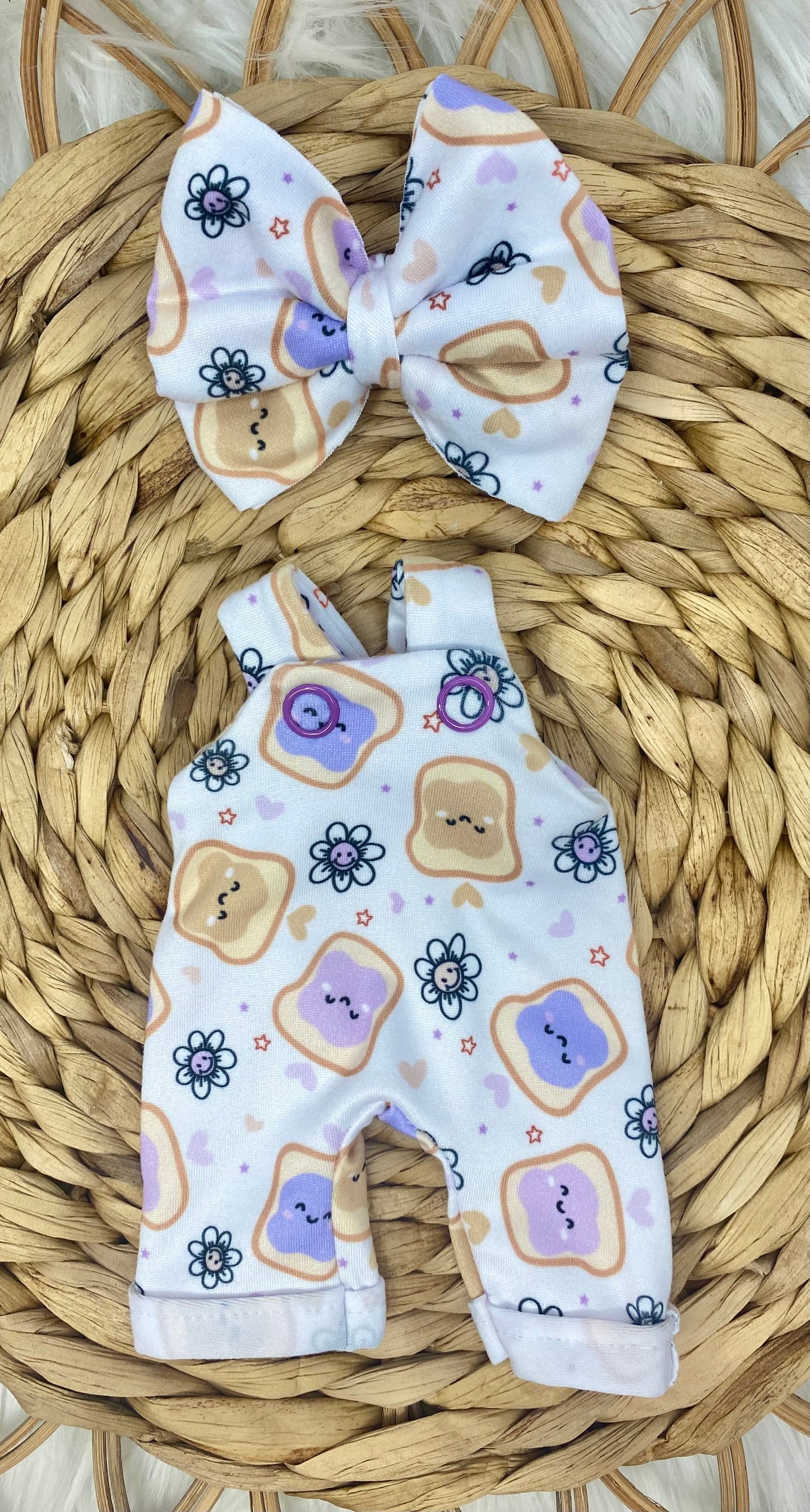 Mia PB&J Overalls and 3” Bow Clip