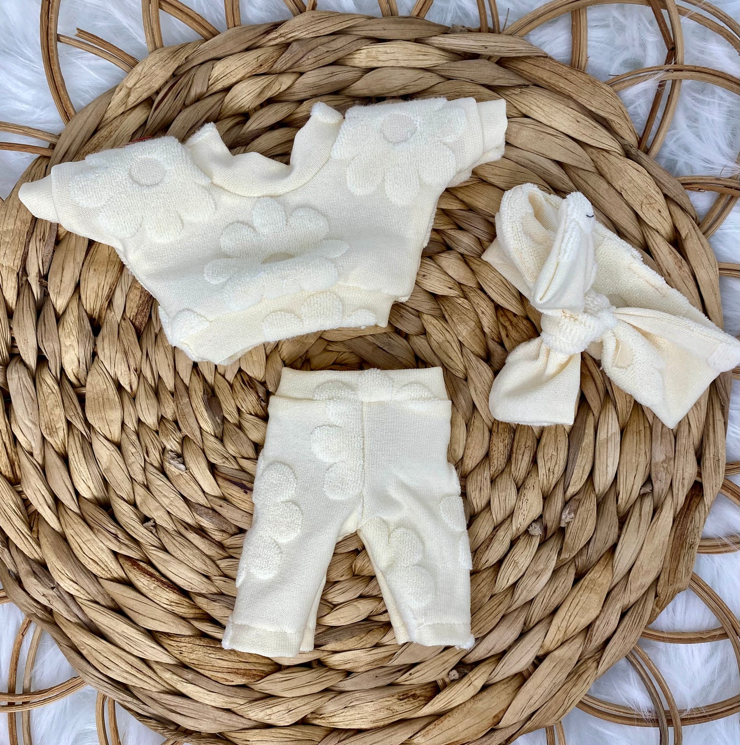 Mia Cream Terry Lounge Set And Tie On Headband