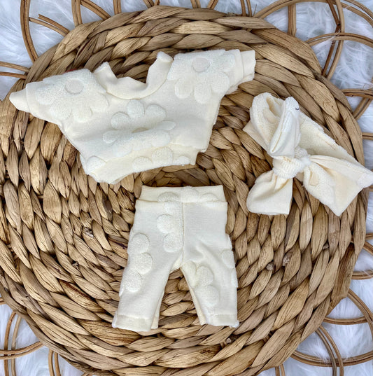 Mia Cream Terry Lounge Set And Tie On Headband